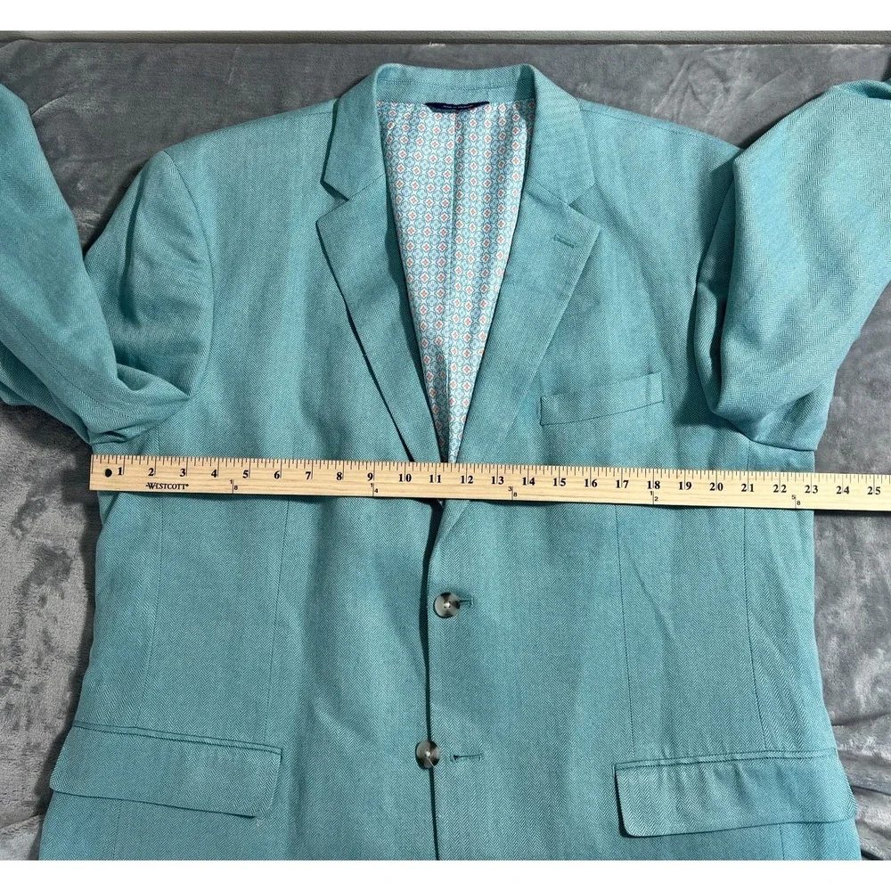 Alan Flusser Linen Blend Green Blazer Mens XL 46 Sport Coat Suit Jacket Lined